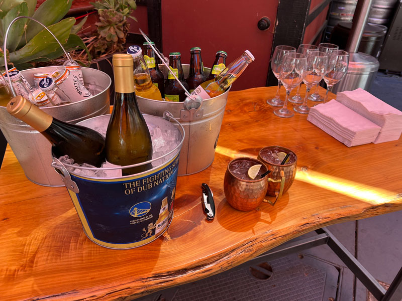 drinks setup, beer, wine cocktails, the brit sports pub san jose california