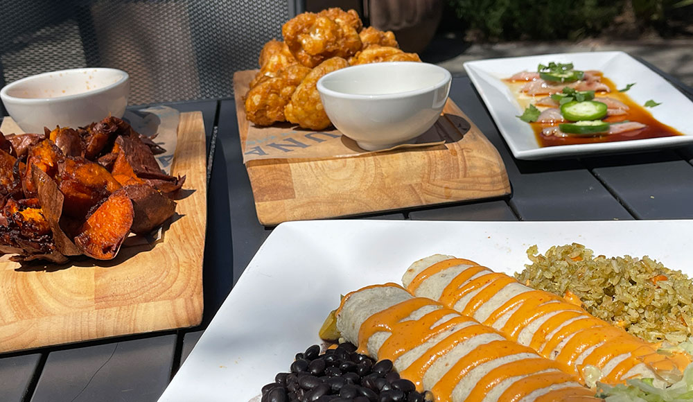 Plates of food on a table