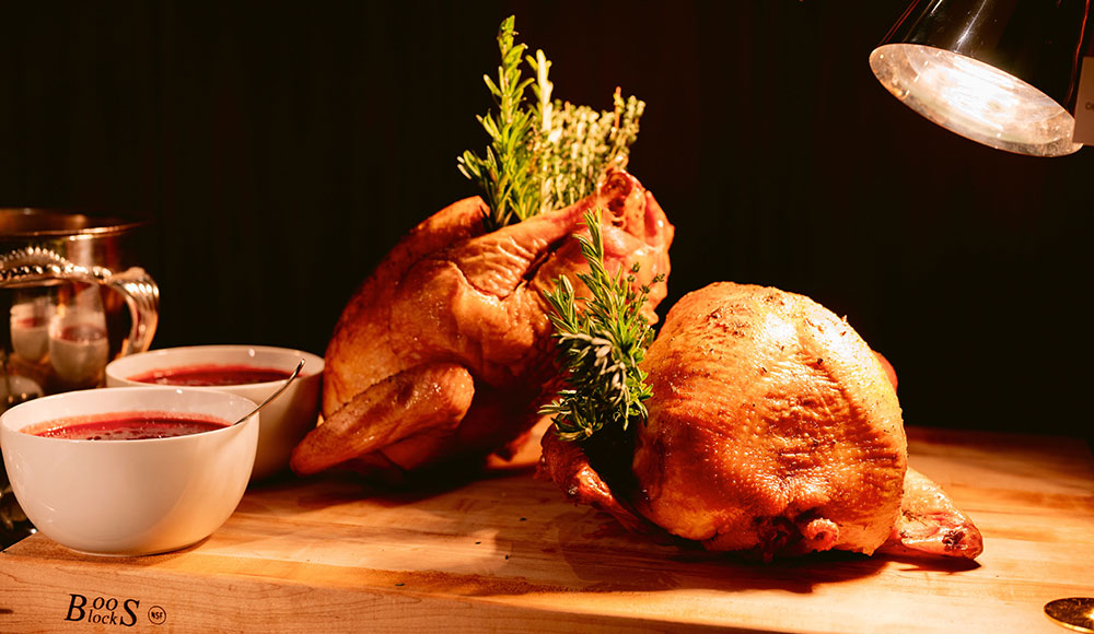 Cooked poultry on a table