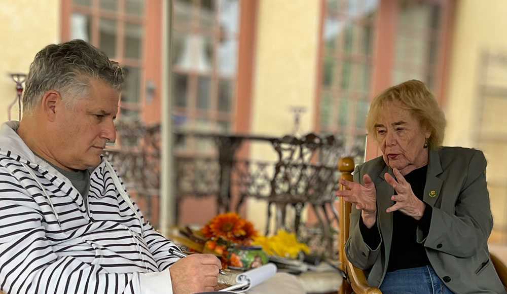 Two people sitting at a table