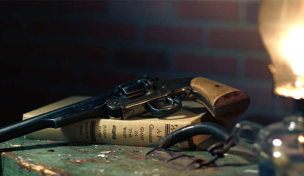 Gun sitting on a book