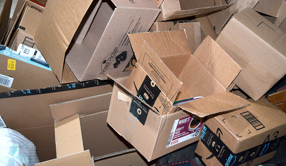 Empty Amazon packing boxes