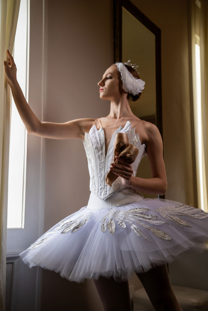 Ballerina dressed in a white tutu