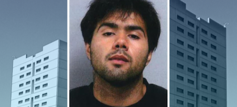 Head shot of man between photos of buildings