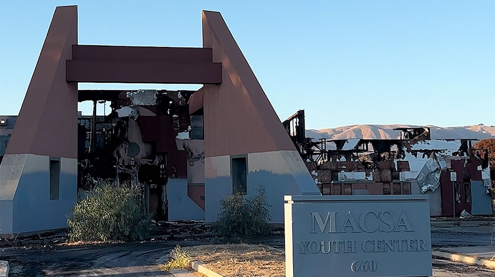 Remnants of burned building
